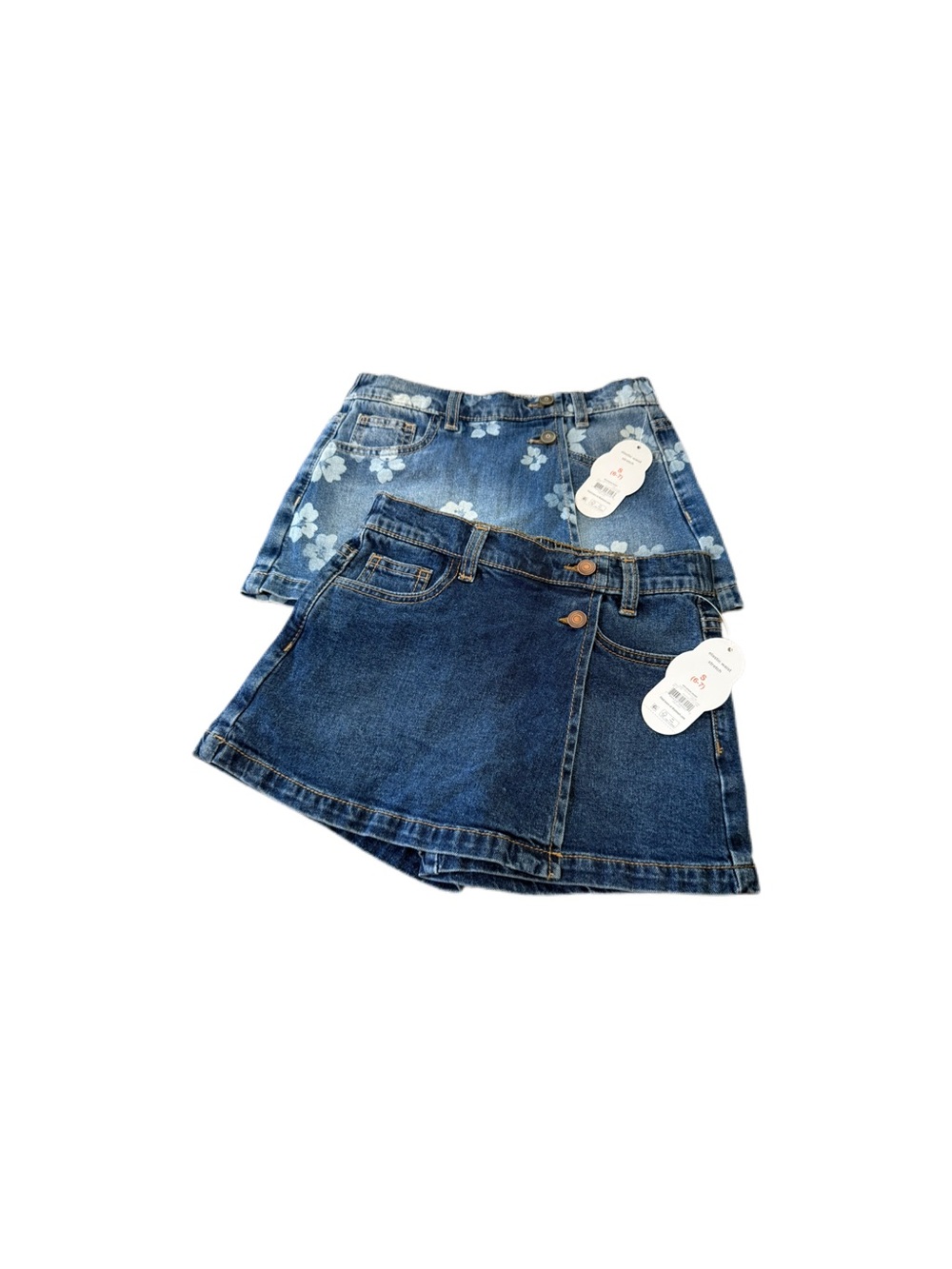 wonder nation Dark Blue Denim Skorts Duo - Solid & Floral